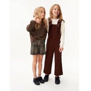 Zara Girls Corduroy Ruffle Button Jumpsuit 13-14